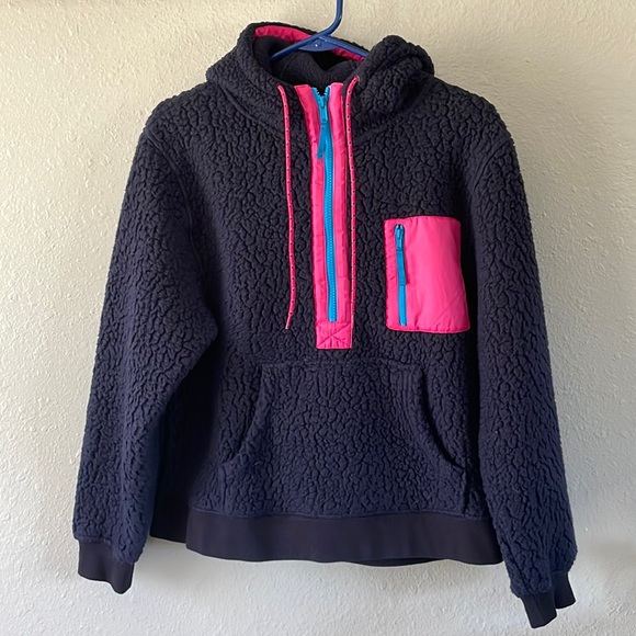 J Crew curly fleece hoodie size Medium.